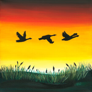 Geese flying home, giclee print